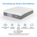 IC30 Queen mattress displayed on a white background with icons illustrating pressure-responsive comfort, cooling gel technology, odor and moisture control, breathable cover, and long-term use design
