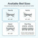 Available size options for the iCare IC333 adjustable electric home hospital bed, including Twin XL, Full XL, Queen, and Dual King configurations.