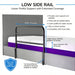 Low side rail for the iCare IC333 adjustable electric home hospital bed, featuring a lower profile support rail with extended coverage, rail dimensions, and flexible positioning along the bedside.