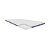 A stylized, angled view of a mattress overlay with a cutaway section showing a white core, emphasizing its thin profile and design.