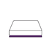A simple diagram showing a thin, dark purple mattress overlay positioned directly beneath a white mattress base.
