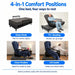 Independence Bed 4-in-1 comfort positions: sleep mode, TV and reading recline, chair position for meals, and lift assist to stand safely