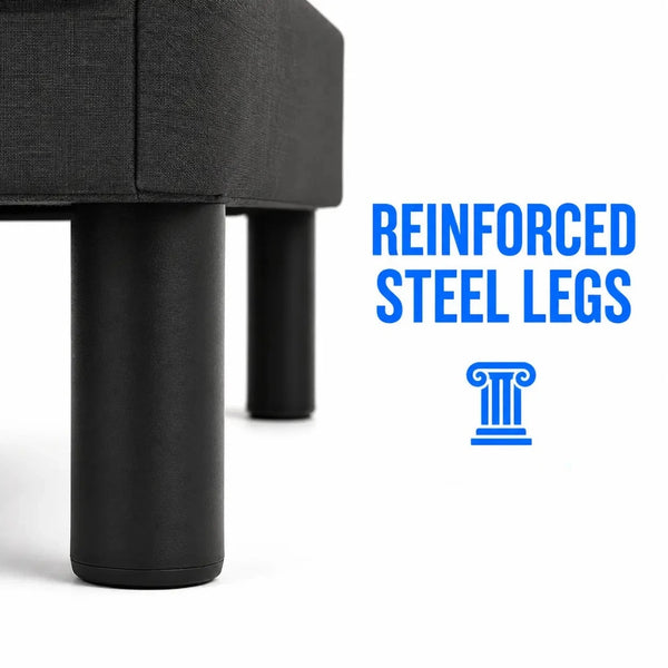 Independence Bed reinforced steel legs providing medical-grade stability and 500 lb weight support
