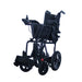 The Journey Air 2026 power chair shown in its folded position. The chair collapses vertically into a compact, flat shape, demonstrating its portability and ease of storage.