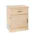 Nightstand Hamilton 1 Drawer & Door with Shelf in Maple finish with brushed metal handles, angled view facing right