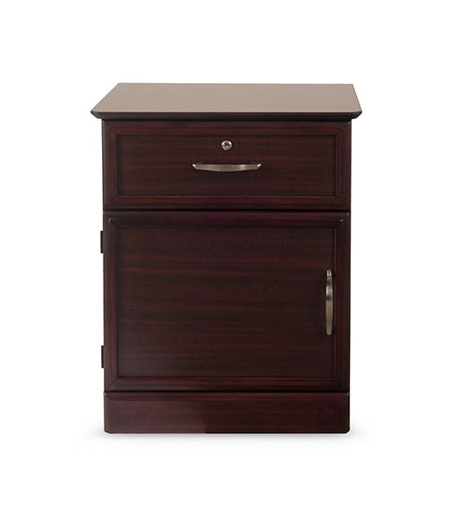 Nightstand Drawer for Assisted Living Furniture HC-NS1D in Mahogany finish, front-facing view