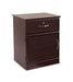 Nightstand Hamilton 1 Drawer & Door with Shelf in Mahogany finish with brushed metal handles, angled view facing right