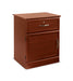 Nightstand Hamilton 1 Drawer & Door with Shelf in Cherry finish with brushed metal handles, angled view facing right 