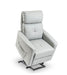 Power lift recliner in lift position, raised to assist user mobility, displaying gray color variant
