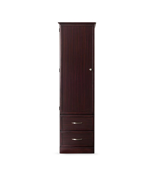 Wardrobe for Assisted Living Furniture 1-Door 2-Drawer in Mahogany finish, front-facing view