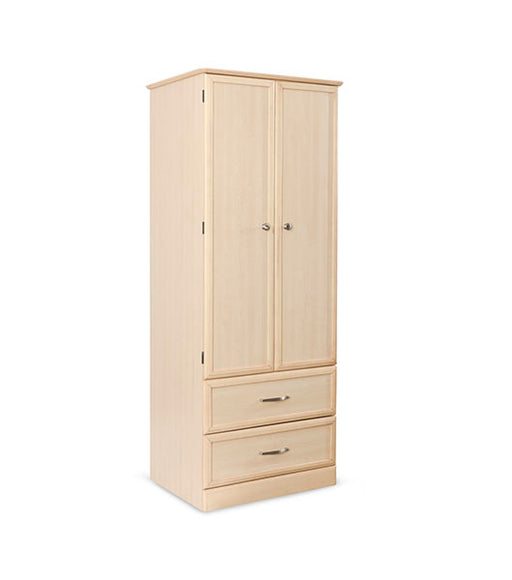 Wardrobe for Assisted Living Furniture 2-Door 2-Drawer in Maple finish