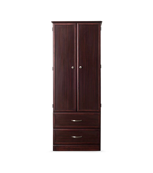 Wardrobe for Assisted Living Furniture 2-Door 2-Drawer in Mahogany finish