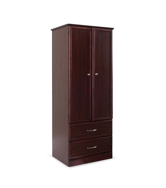 Wardrobe for Assisted Living Furniture 2-Door 2-Drawer in Mahogany finish