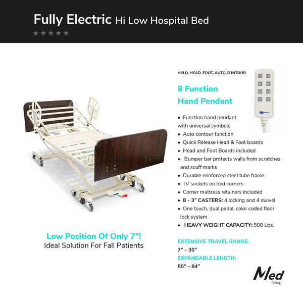 Medacure Ultra Low Hospital Bed ULB7/30-CLS  with Floor Lock System - MedShop Direct