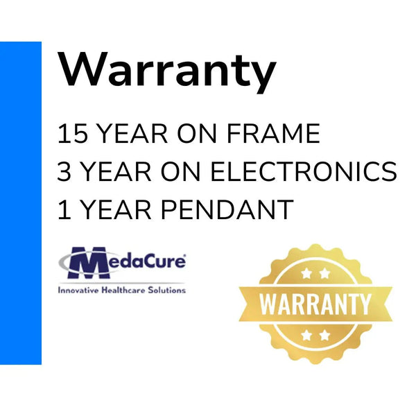 Medacure bed warranty, 15 year on frame, 3 year on electronics, 1 year pendant