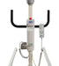 A close-up of the Free Spirit Bariatric Patient Lift FS660-T shows its sturdy power base, black handles, control buttons, digital display, and wired remote, supporting up to 660 lbs.