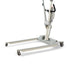 A partial view of the Free Spirit Bariatric Patient Lift FS660-T shows its metal power base on four caster wheels, lower frame, and part of the lifting mechanism, designed for up to 660 lbs capacity.