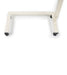 White overbed table base with black caster wheels, showing U-frame support structure against white background