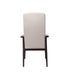 Resident arm chair for assisted living furniture - high-back chair with beige upholstery and wooden frame, rear view showing full backrest height