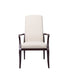 Resident arm chair for assisted living furniture - straight front view showcasing high backrest, beige upholstery, and wooden frame 