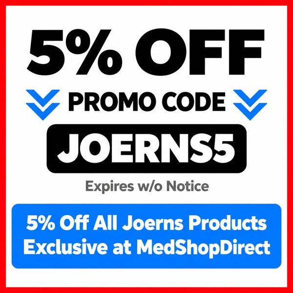 5% off promotional banner for all Joerns products with promo code JOERNS5, exclusive discount at MedShopDirect, limited time offer