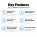 NuLyft 200WF Adjustable Base key features — independent back and leg lift, wireless remote with memory, Bluetooth app control, 1200 lb capacity, zero gravity positioning, zero-clearance design