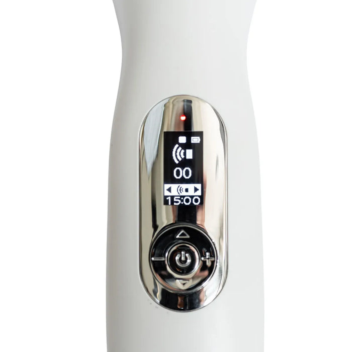 Close-up of Oceanus Pulsonic Ultrasound Therapy Device digital display and control buttons