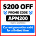 $200 off promotional banner for PressureGuard APM2 Alternating Pressure Mattress with promo code APM200, limited time offer from MedShopDirect