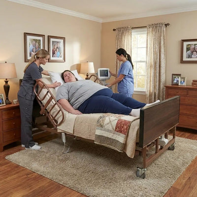 Full Electric Bariatric Hospital Bed with Half Rails for Home Use | 54" Width 1000 LB Capacity | Proactive Protekt Akra Bariatric PMBAB54