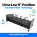 Protekt Akra-FE full-electric hospital bed in ultra-low 9-inch position for fall prevention in home care