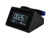 A high-resolution version of the Radialspec Neo with the background removed (transparent). The device is a compact, black wedge-shaped unit featuring a large digital display showing "0026," a frequency setting of "10Hz," and a green battery indicator. A black handpiece with a blue applicator tip is docked horizontally on the top-rear cradle.