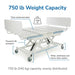 Bariatric electric hospital bed with reinforced steel frame and 750 lb weight capacity