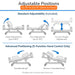 Diagram showing adjustable positions of the Transfer Master Night Rider bariatric electric hospital bed, including head, foot, and hi-low height adjustment