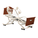 Joerns UltraCare XT hospital bed frame shown in an articulated position with wood head and footboards and a metal half-length assist device (F17 Assist Device) attached to both sides.